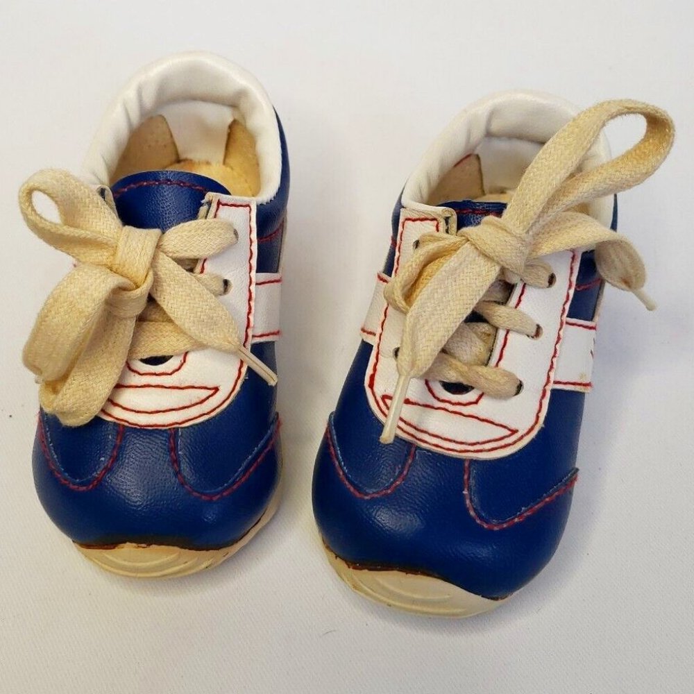 Vintage 80s Baby Toddler Retro Wee Sports Sneakers Shoes 2 Made In Hong Kong